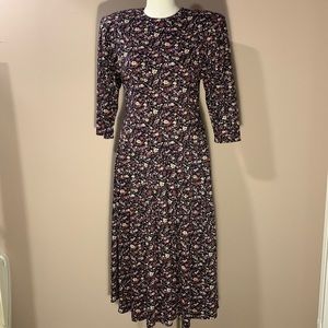 Vintage 80’s Paquette Too! Floral Maxi Pleated Dress Size 4-6- Great Condition